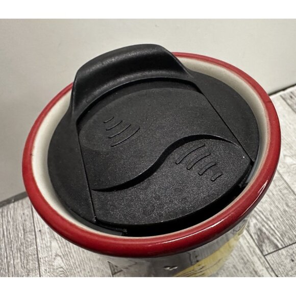 6" Tall Ceramic Travel Mug "Bunny Wave" 16 Oz. Bunnies Jumping over the Moon NEW - Picture 5 of 10